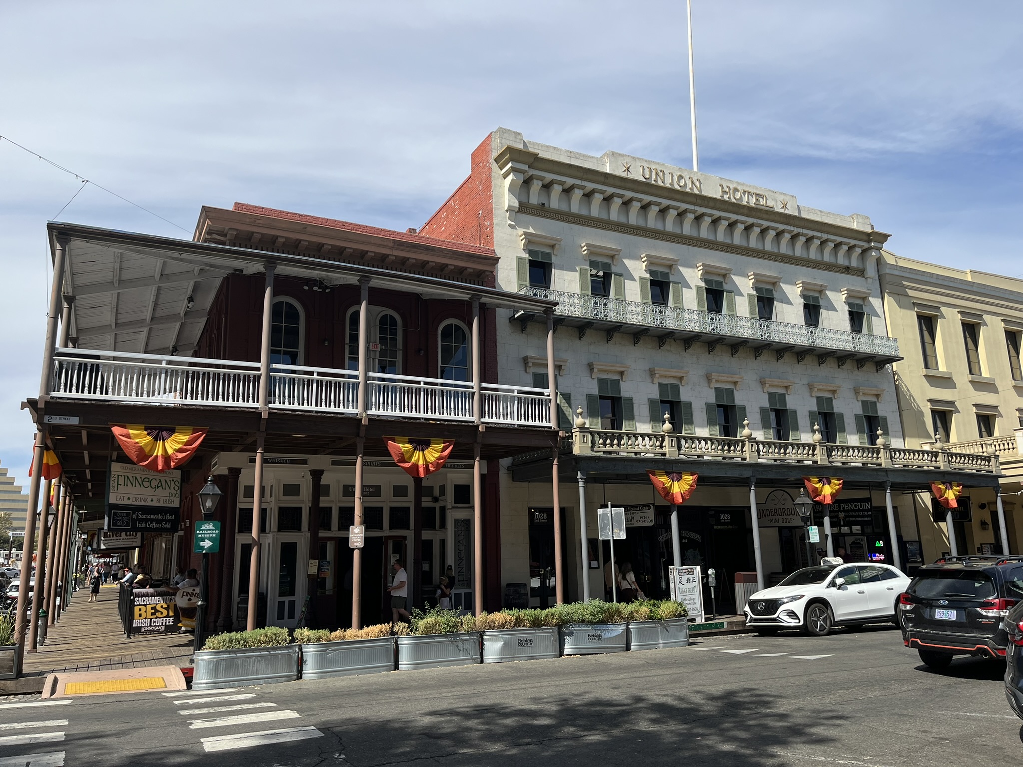 Historic Union Hotel streetscape in Old Sacramento